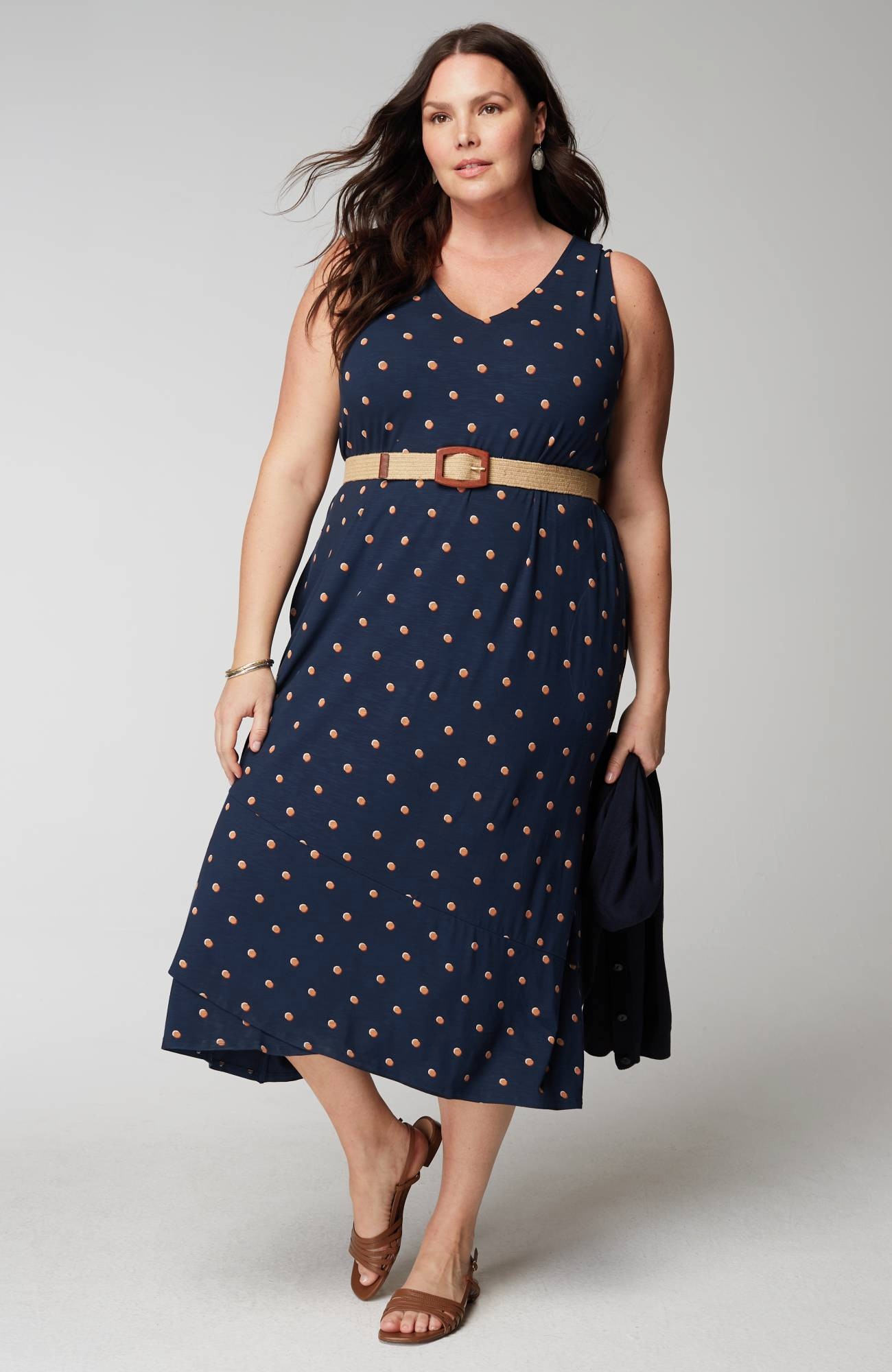 Flounced-Hem Midi Dress