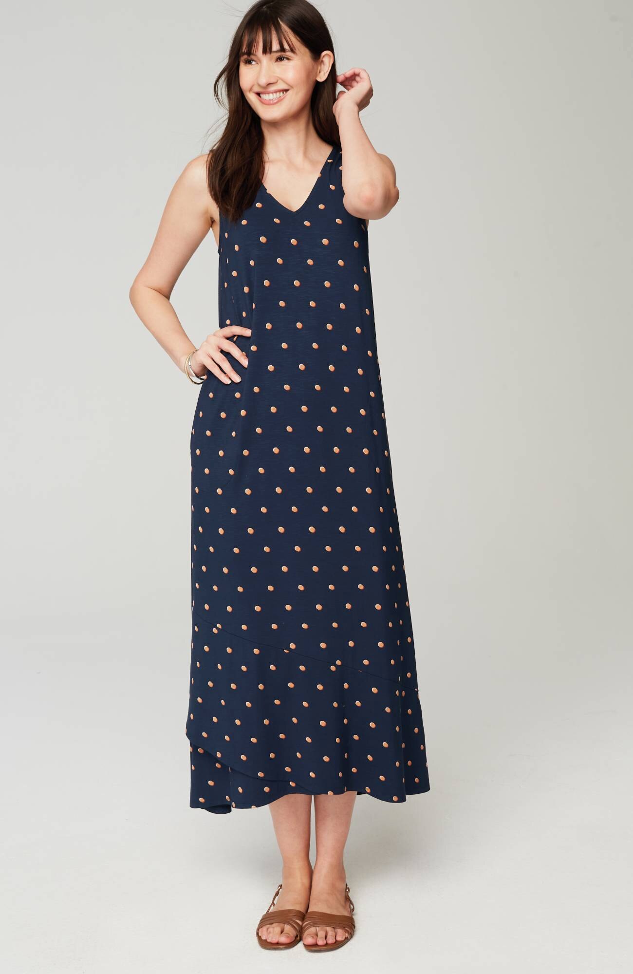 Flounced-Hem Midi Dress