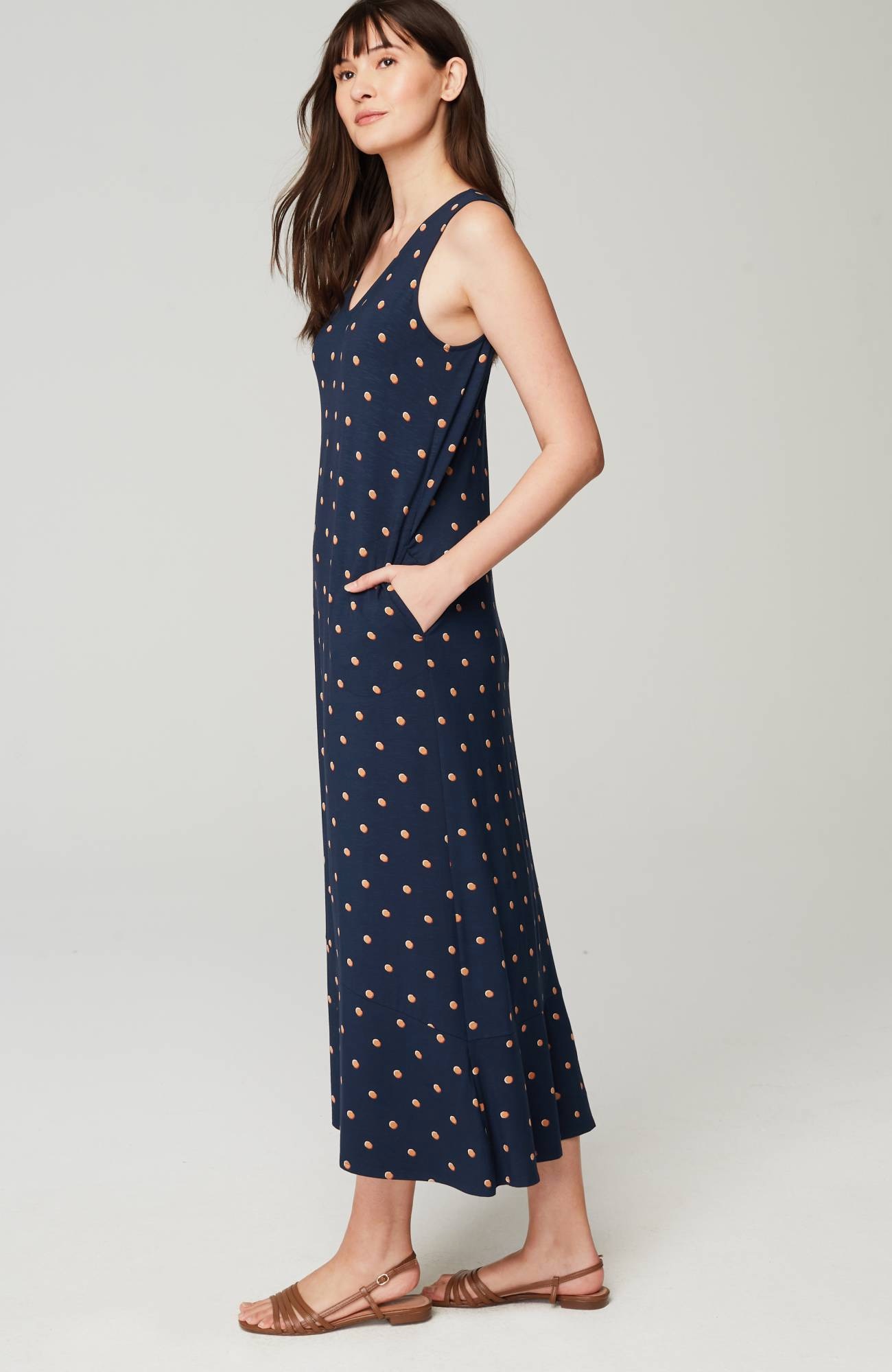 Flounced-Hem Midi Dress