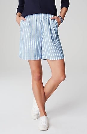 Image for Linen & Rayon Pleat-Front Shorts