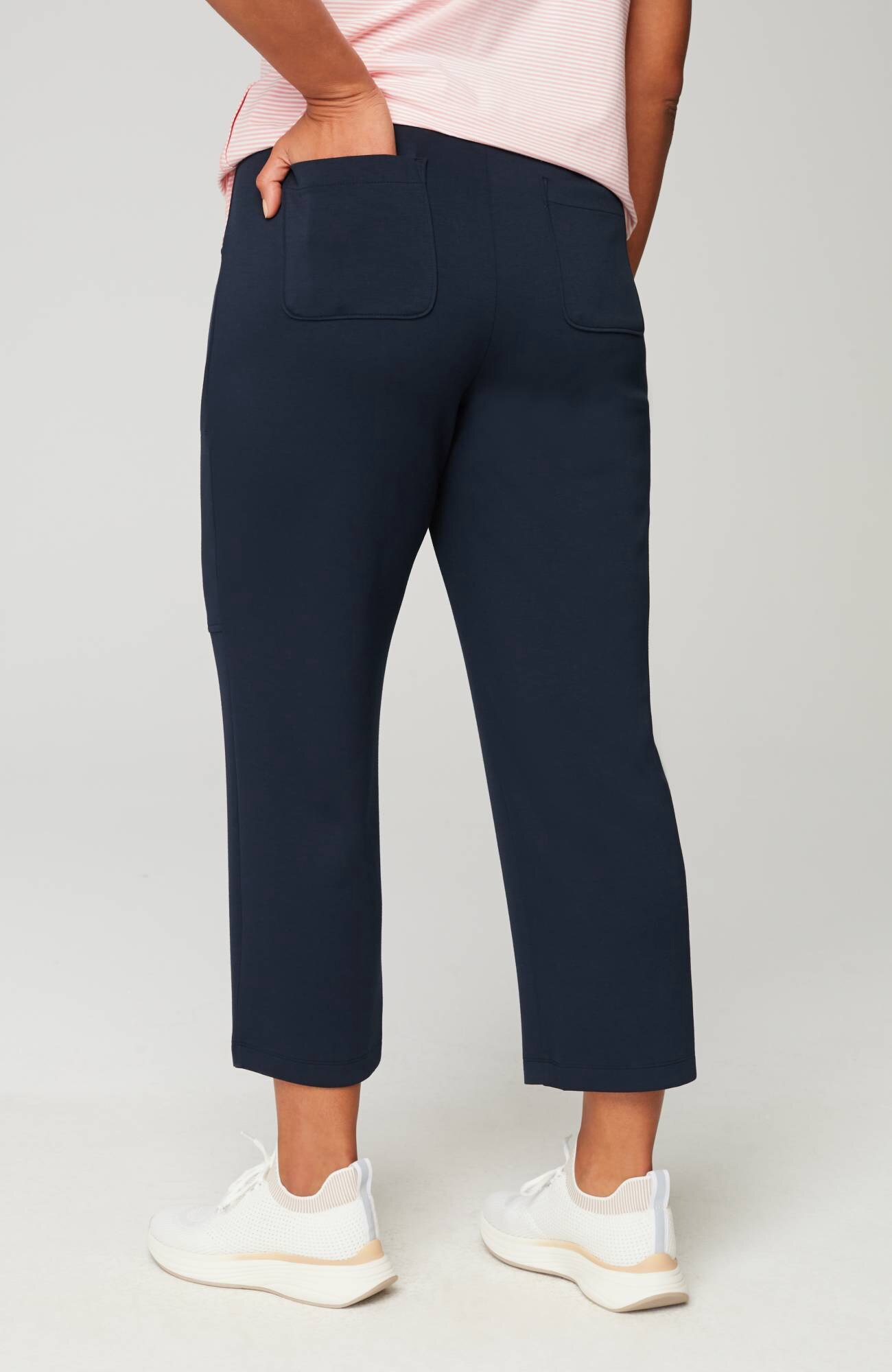 fit sleek double-knit seamed crops