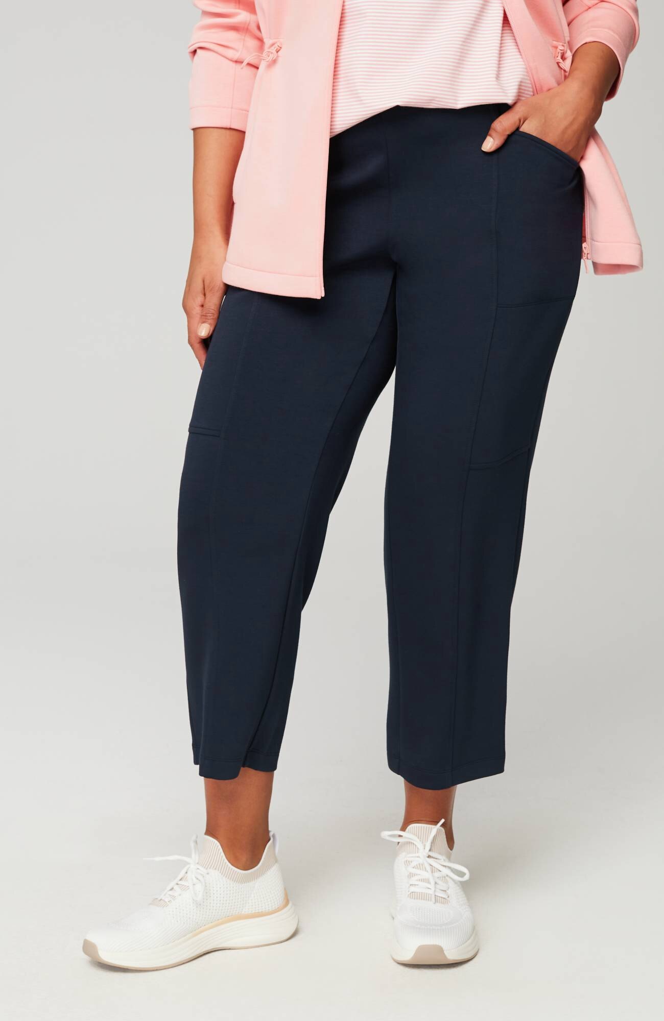 fit sleek double-knit seamed crops