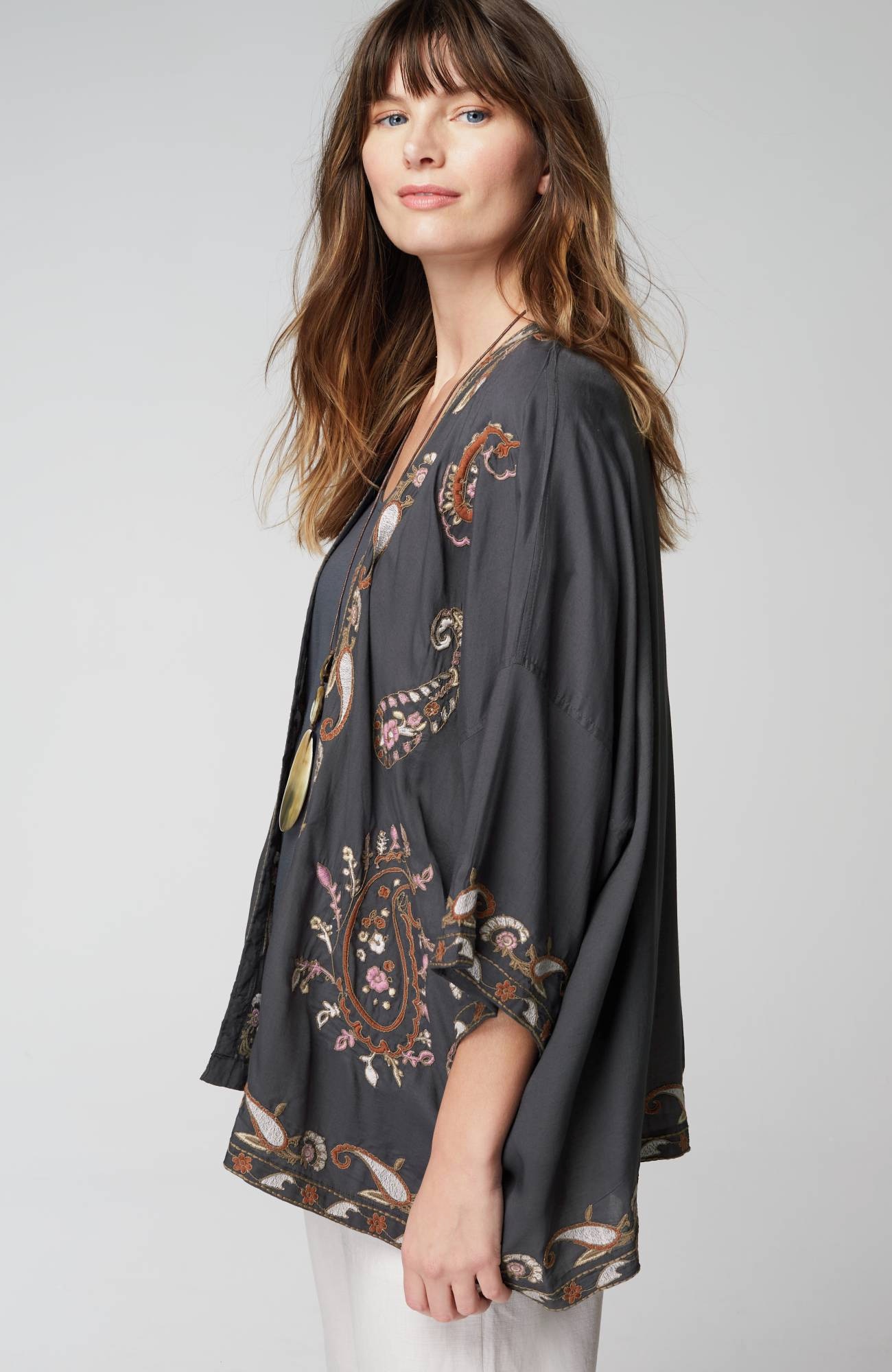 Paisley-Embroidered Soft Jacket