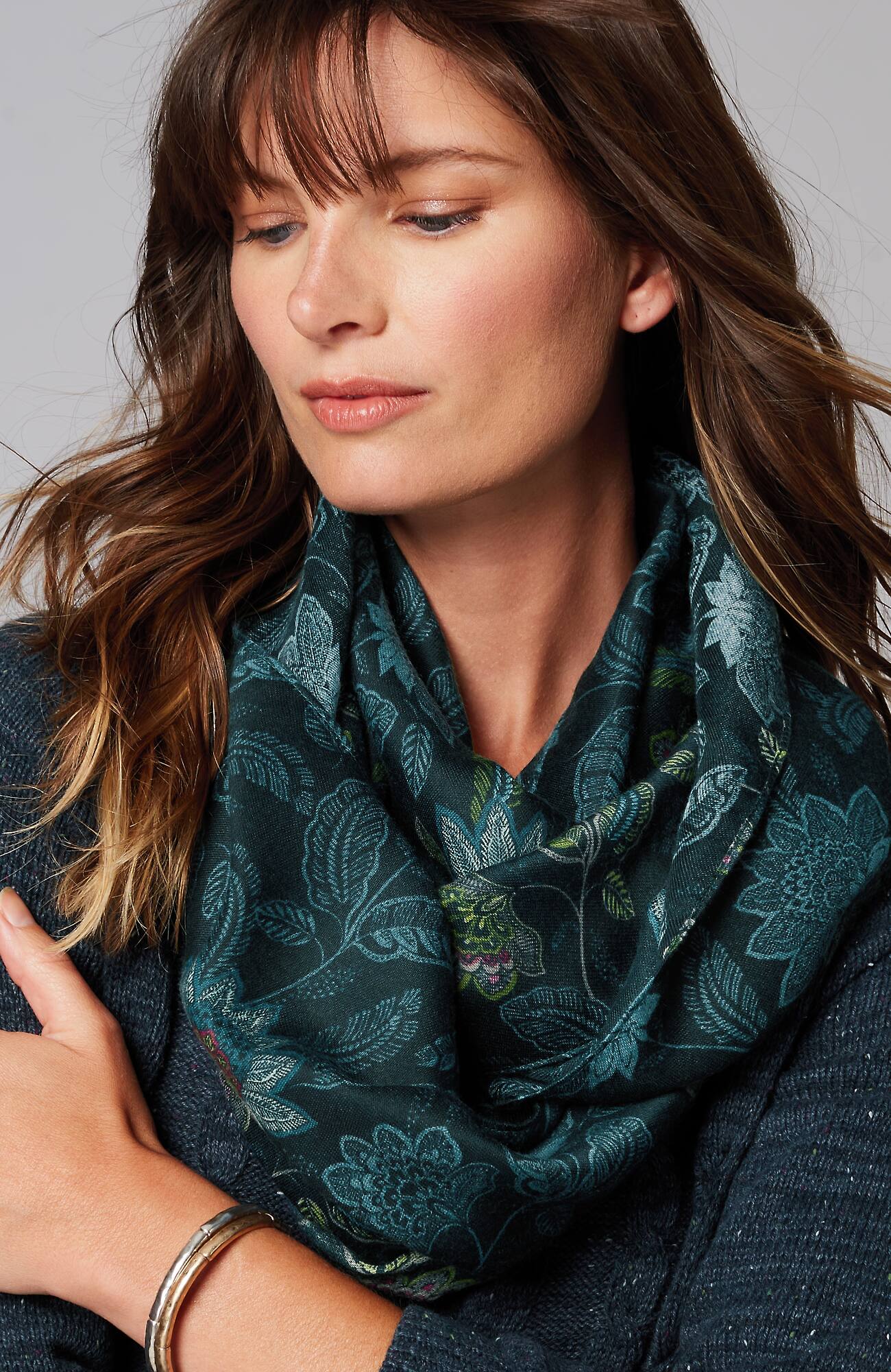 Jjill J.jill Featherweight Infinity Scarf In Dark Teal Multi