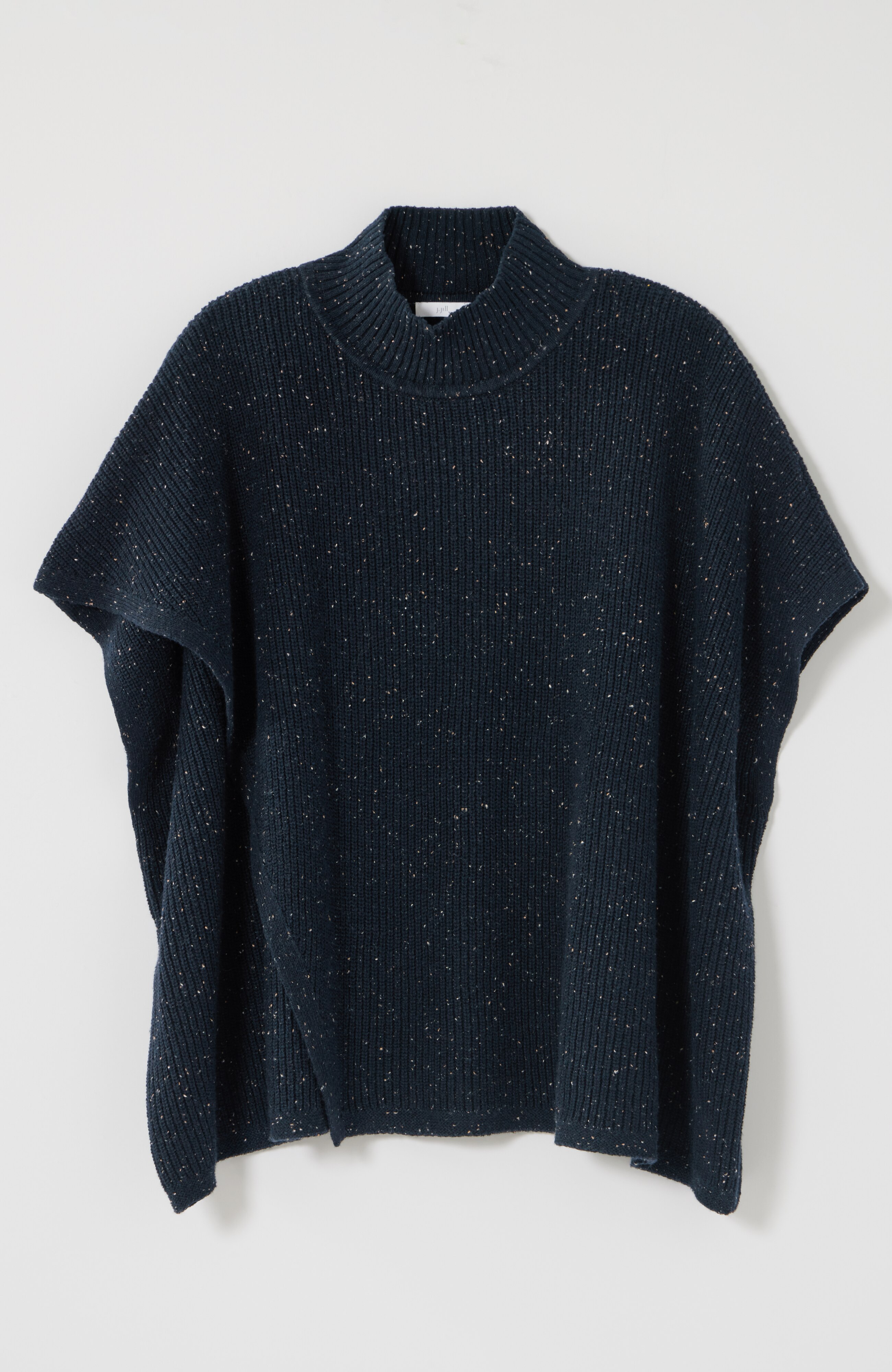 cotton-blend knit poncho