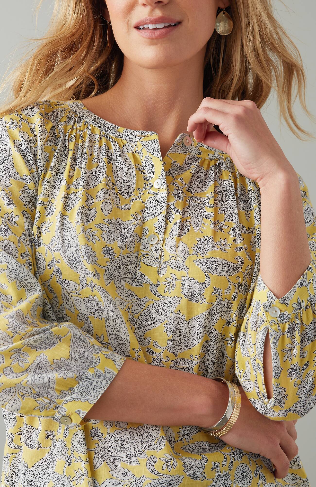 Jjill J.jill Cotton Voile Pullover Top In Polenta Sketched Paisley