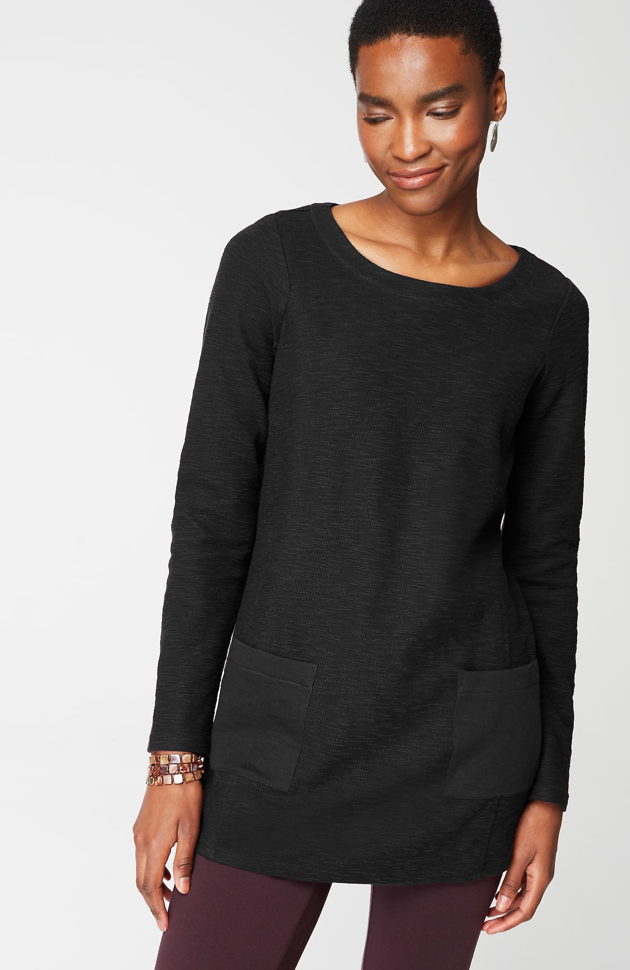 Jjill J.jill Pure Jill Organically Grown Cotton A-line Tunic In Black