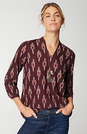 Image for Pure Jill V-Neck Ikat Top