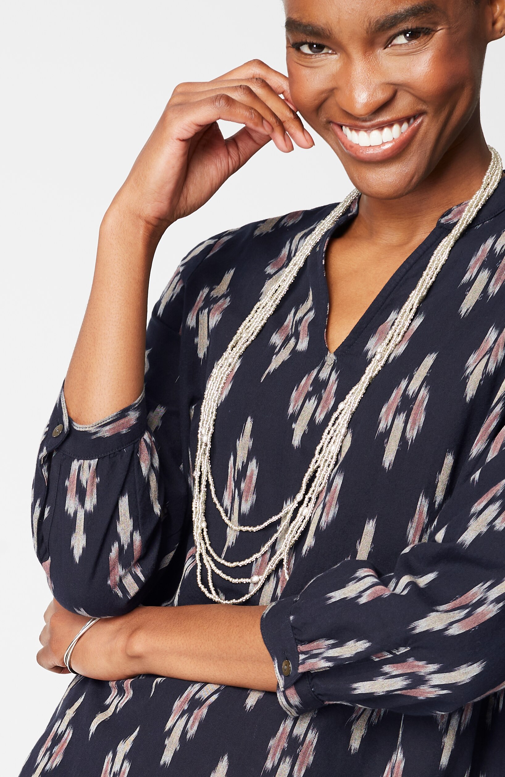 pure jill v-neck ikat top
