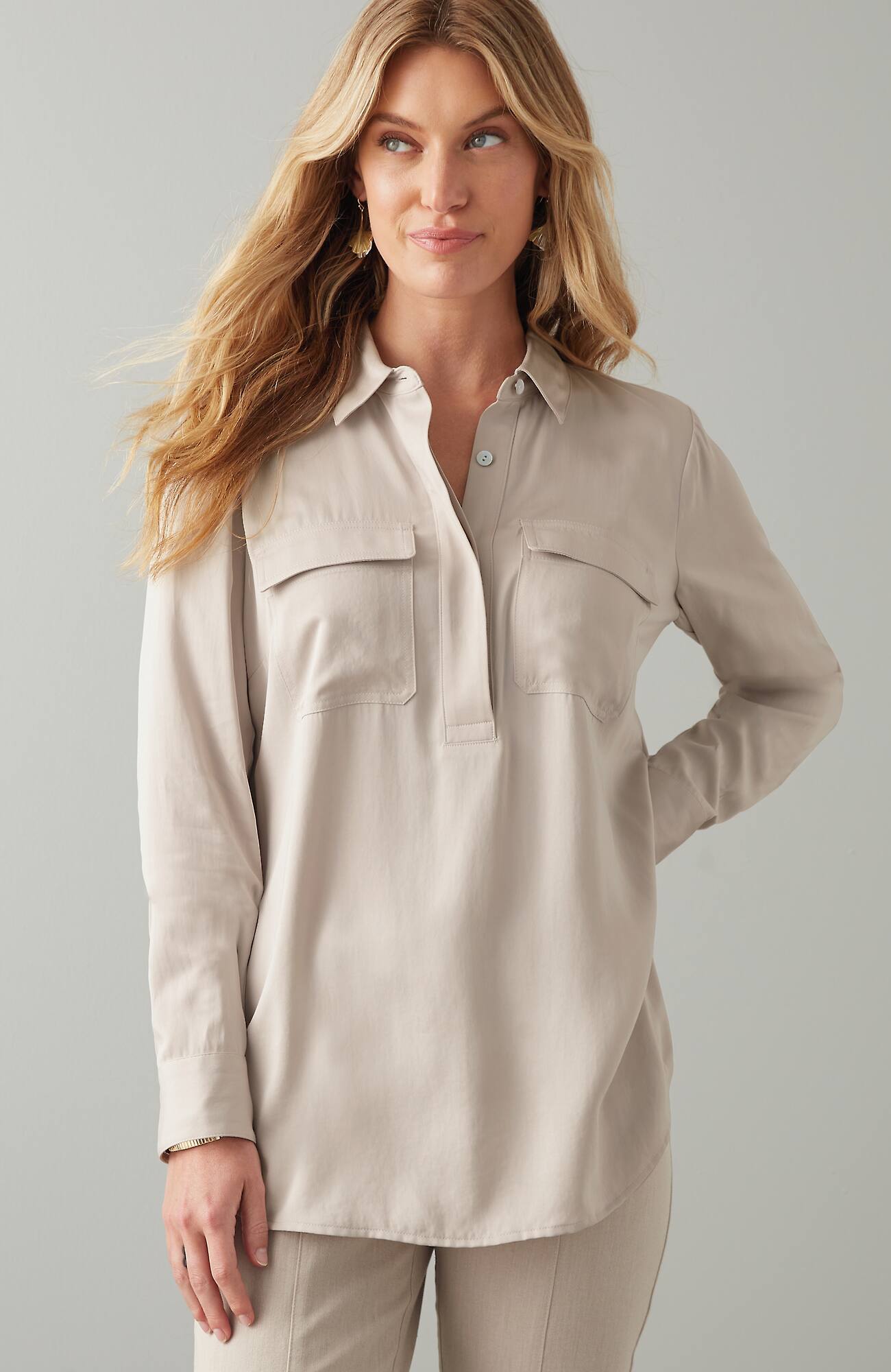 Jjill J.jill Soft Luxe Utility Popover In Stone