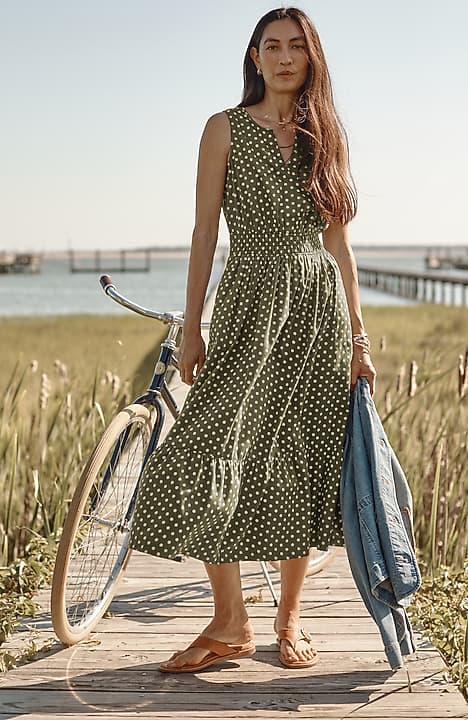 polka dot tiered midi dress Keith Polka Dot Tiered Midi Dress