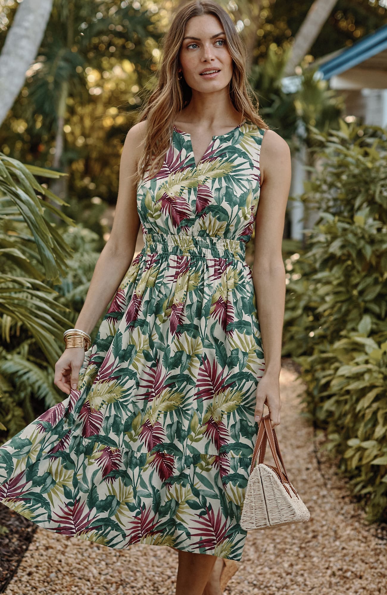 Women's Plus Size Carefree Midi Dress (Cream Fresh Tropical) (Size: 2X) J. Jill