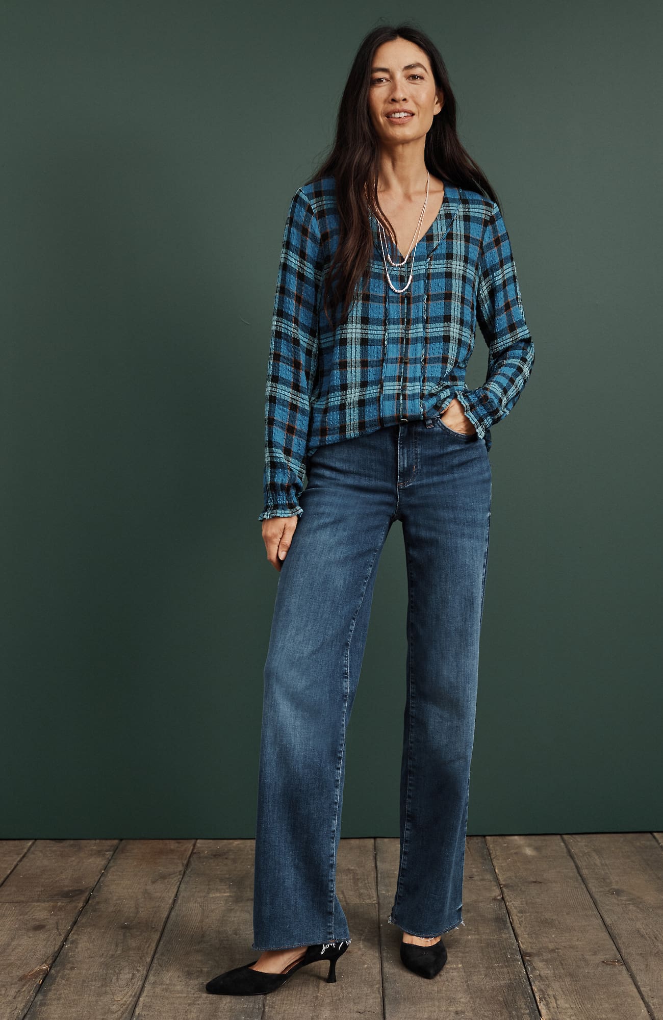 Jjill J.jill Fringe-hem Wide-leg Jeans In Upton Wash
