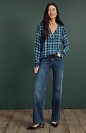 fringe-hem wide-leg jeans