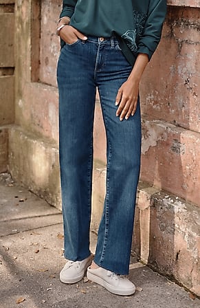 Image for Fringe-Hem Wide-Leg Jeans