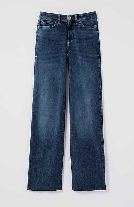 fringe-hem wide-leg jeans