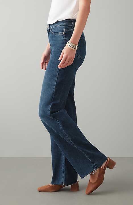fringe-hem wide-leg jeans