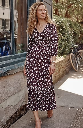 Image for Tiered Flounced-Hem Midi Dress