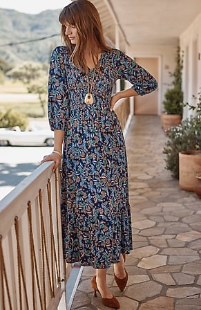 Image for Tiered Flounced-Hem Midi Dress