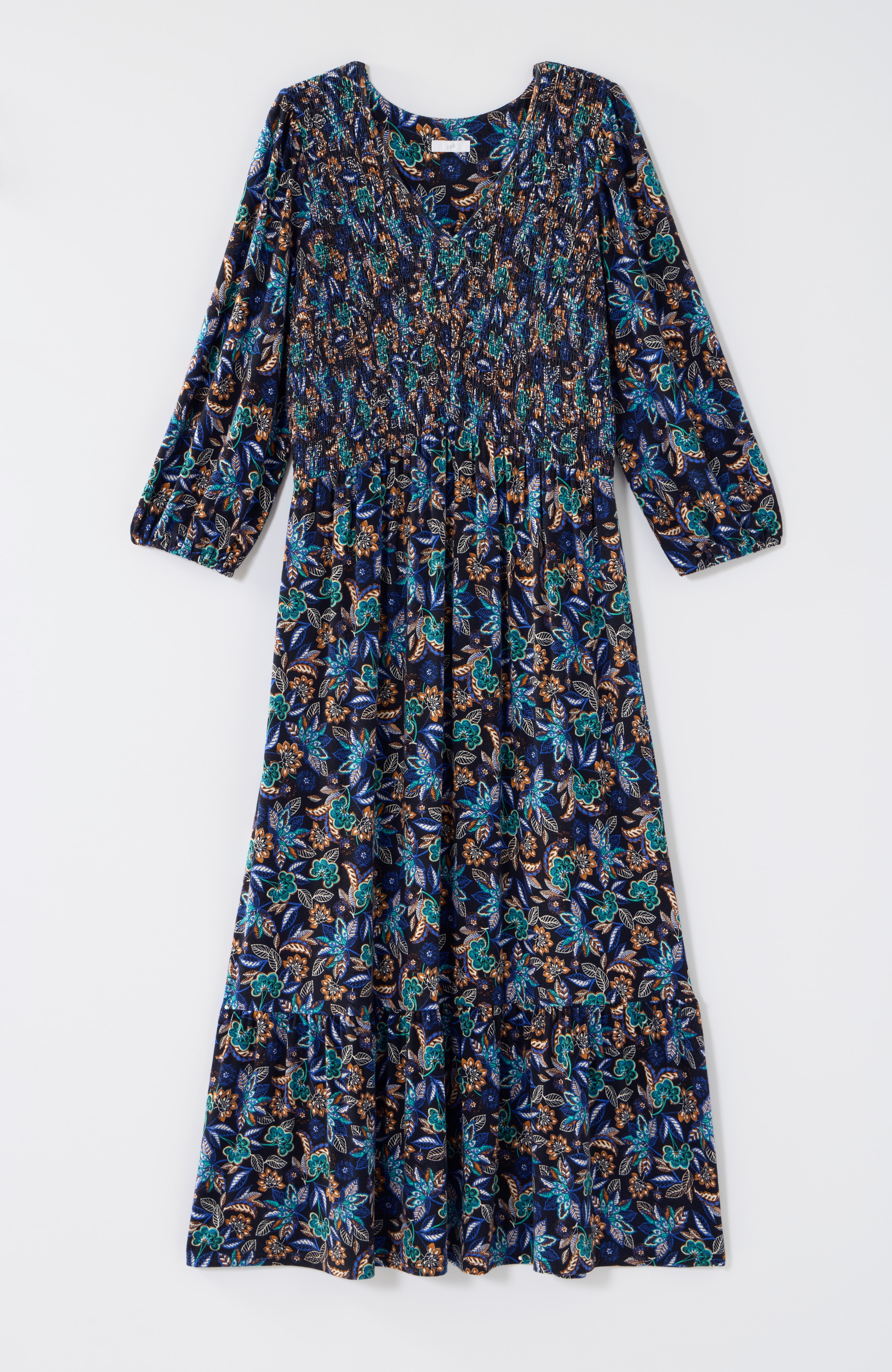 tiered flounced-hem midi dress