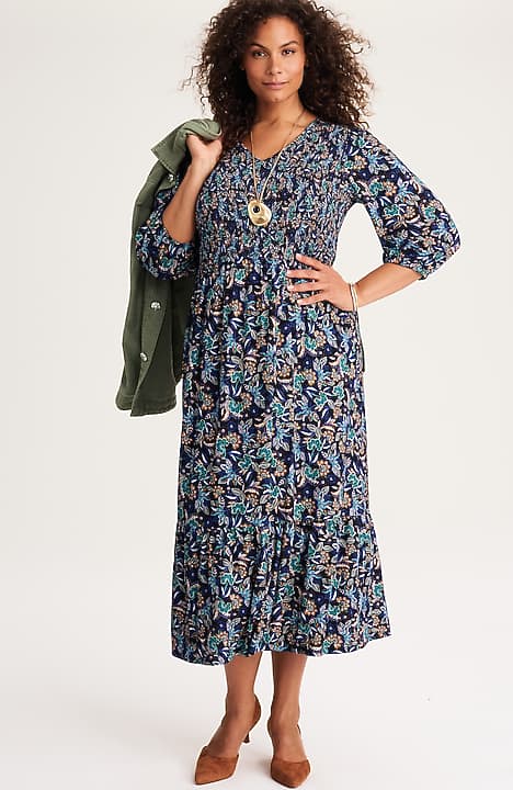 tiered hem midi dress Animal Dorothy Perkins Shirred Waist Tiered Hem Midi Dress