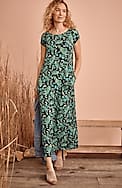 pleated v-back maxi dress