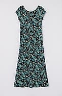 pleated v-back maxi dress