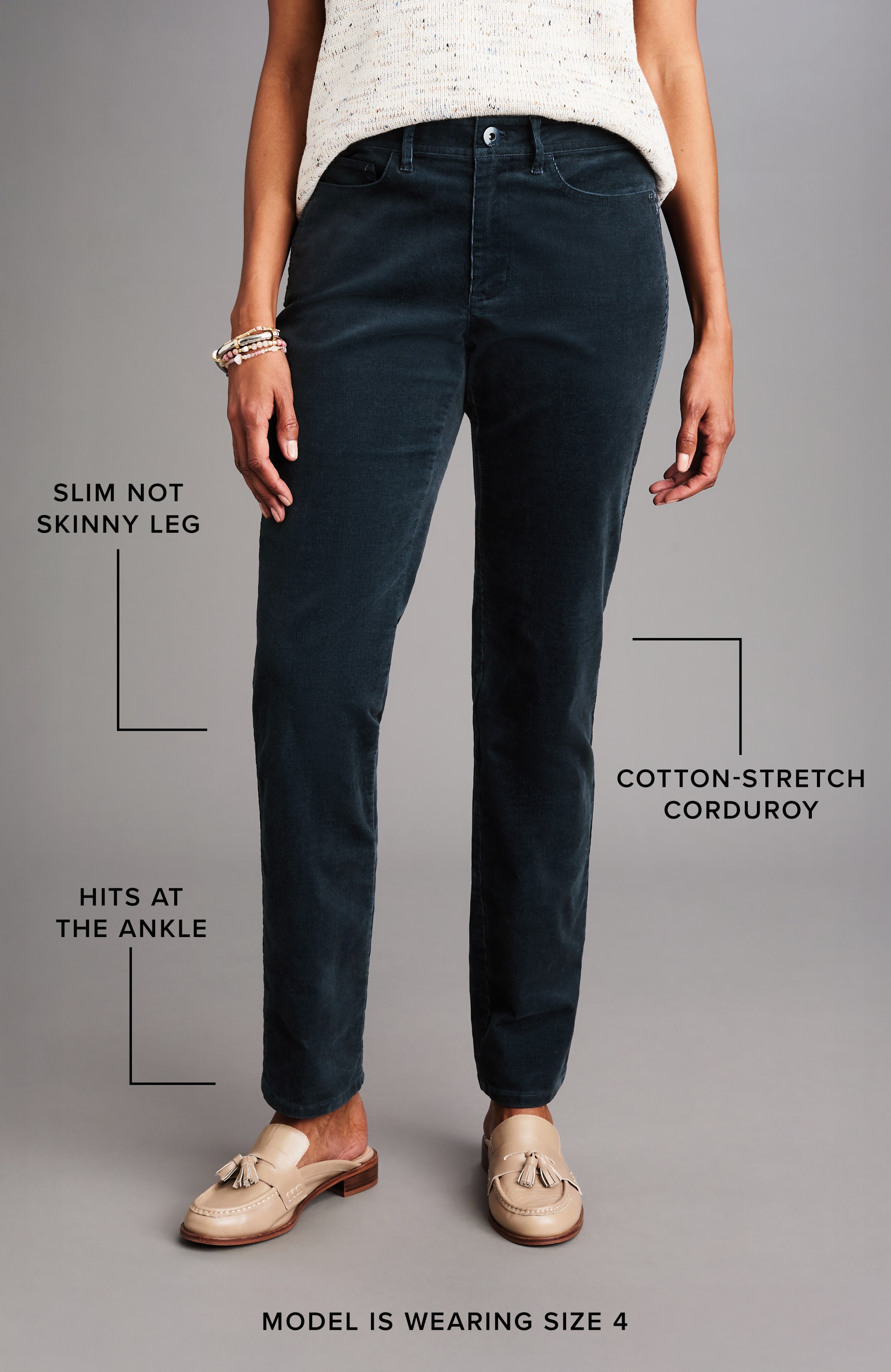 authentic fit slim-leg corduroy pants