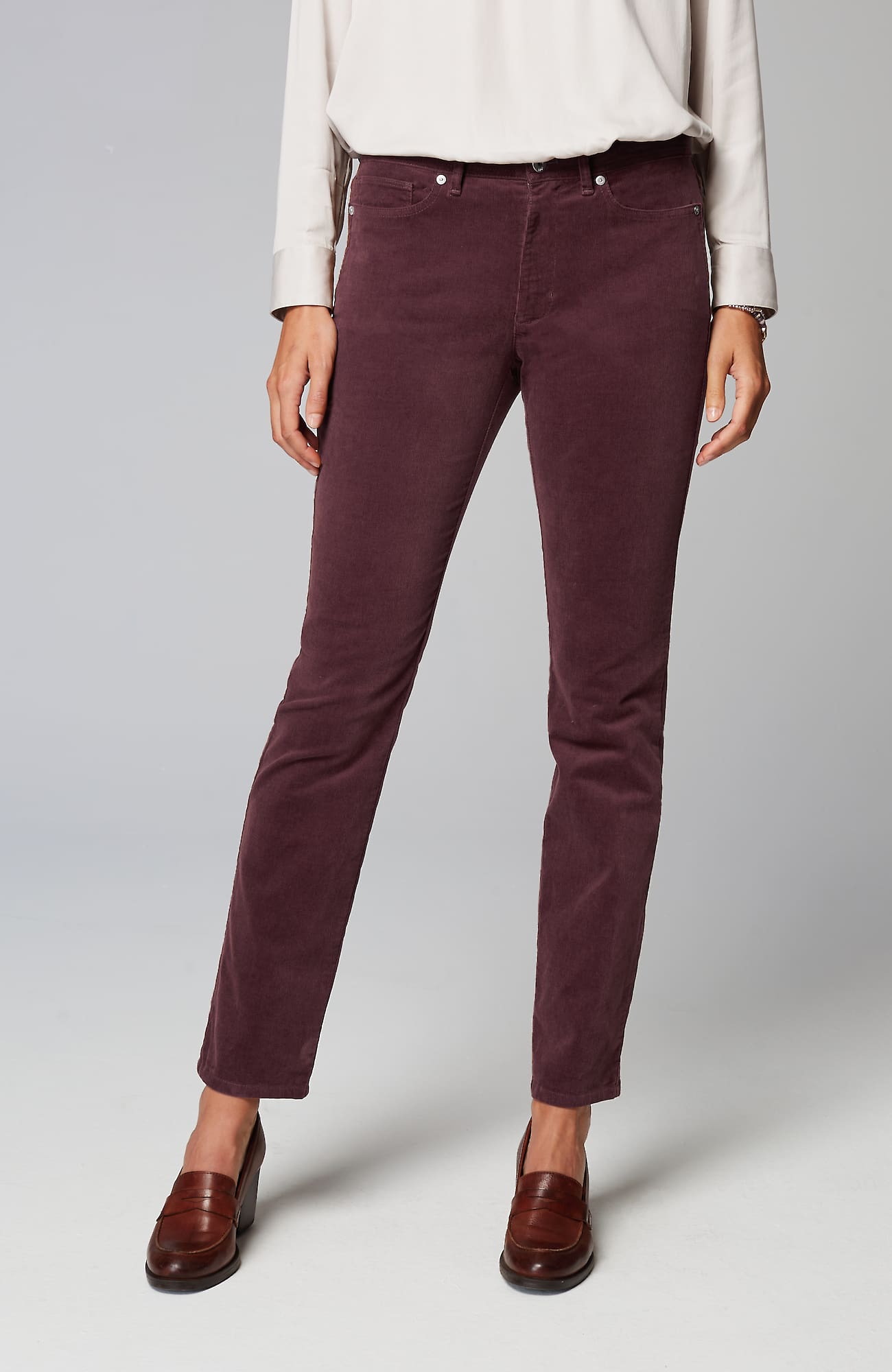 Jjill J.jill Authentic Fit Slim-leg Corduroy Pants In Spiced Wine
