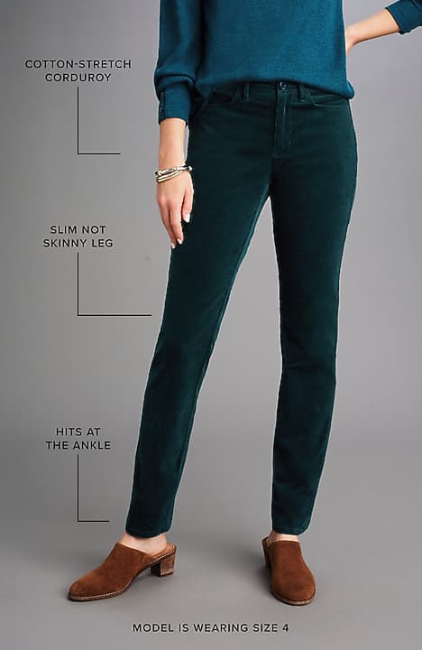 authentic fit slim-leg corduroy pants