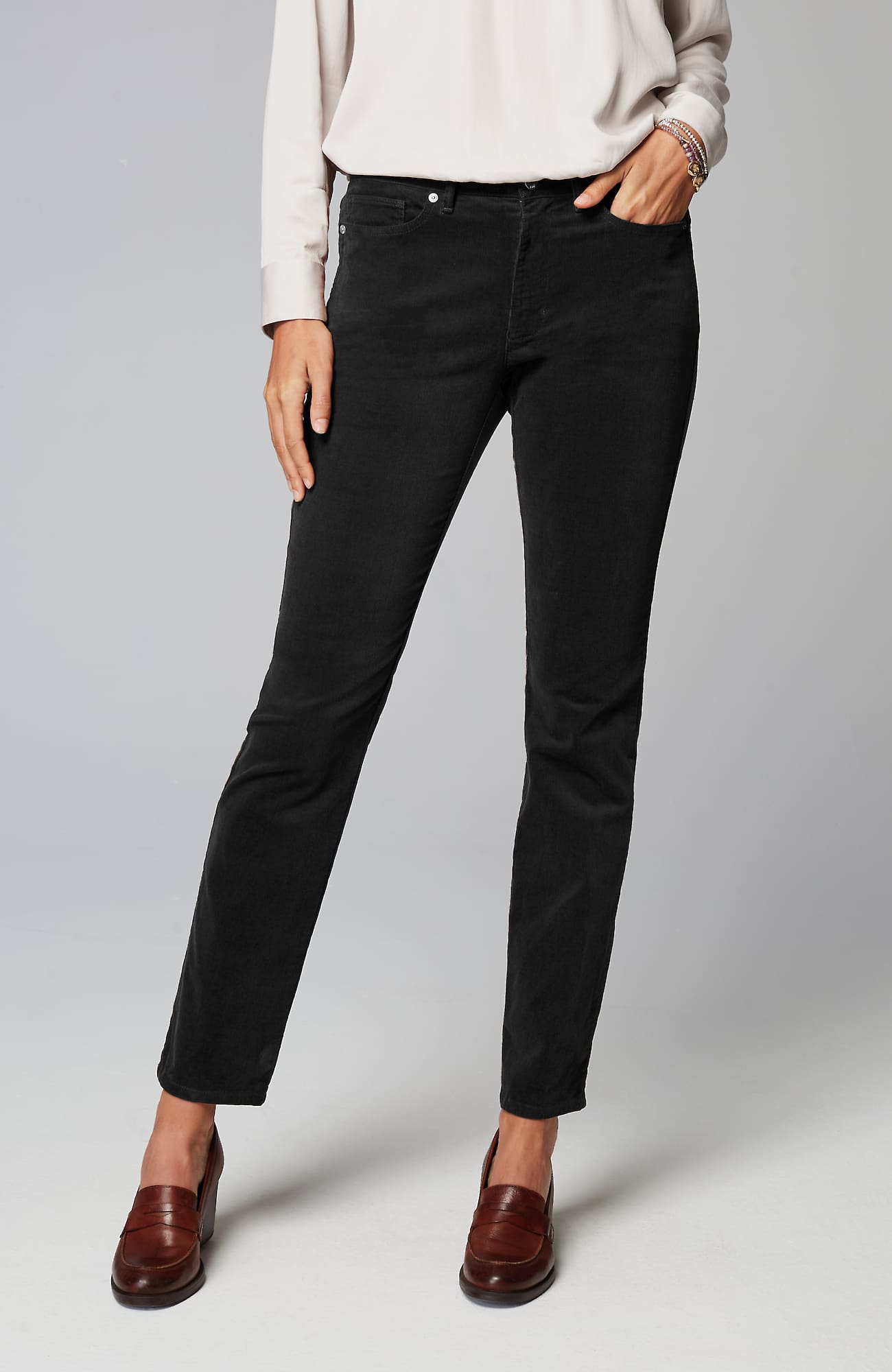 Jjill J.jill Authentic Fit Slim-leg Corduroy Pants In Black