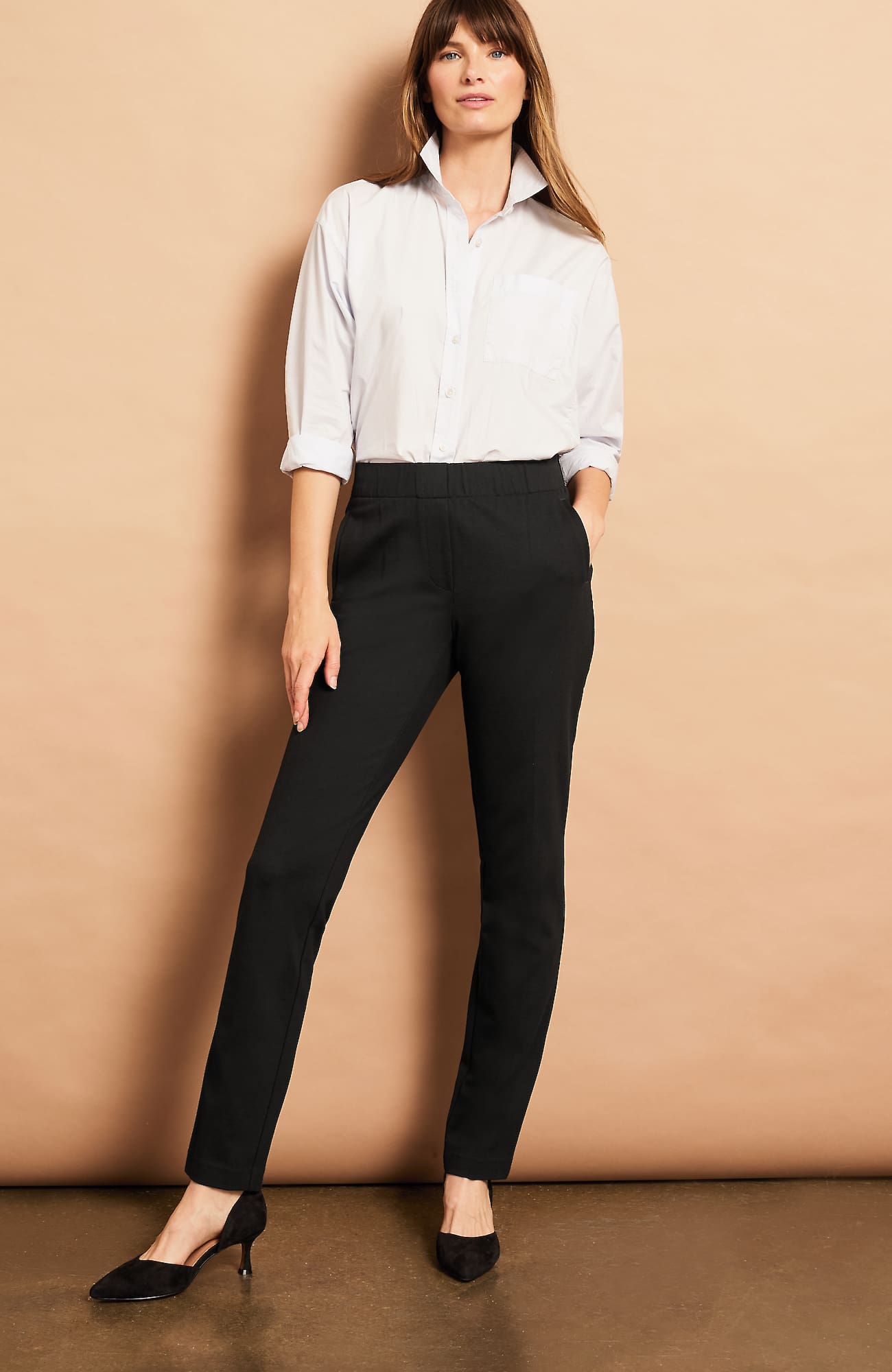 Jjill J.jill Ponte Welt-pockets Slim-leg Pants In Black