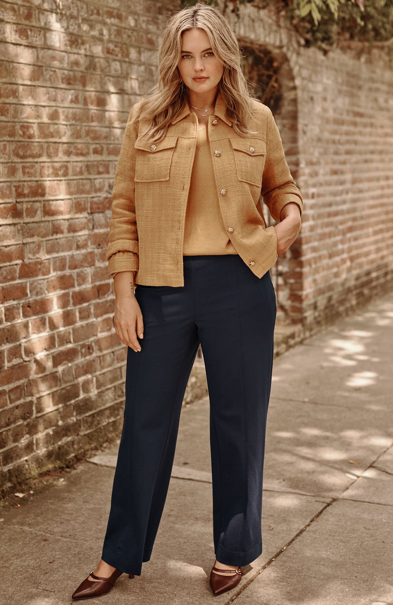 Shop Jjill J.jill Ponte Wide-leg Pants In Navy Blue