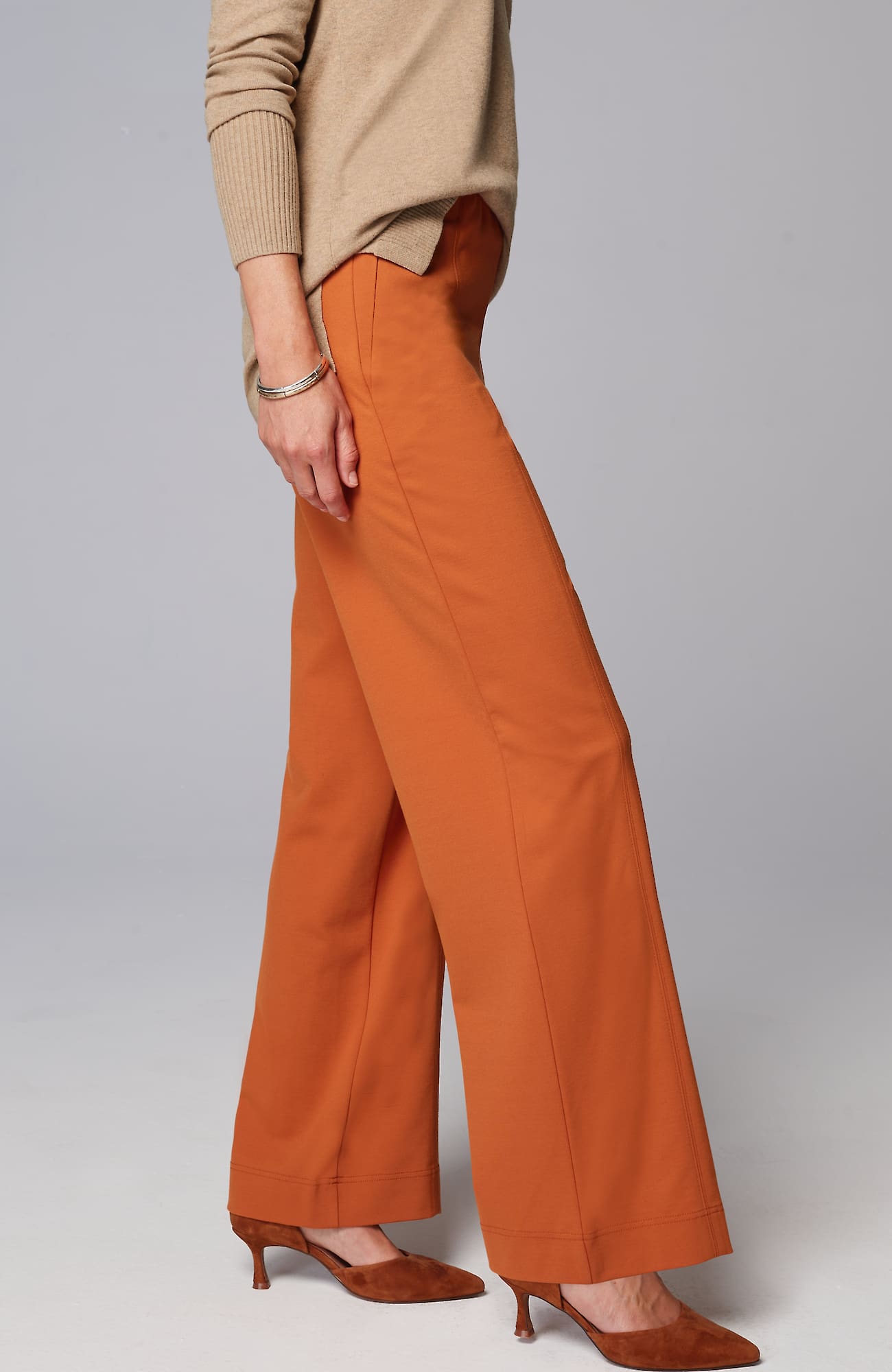 Shop Jjill J.jill Ponte Wide-leg Pants In Tamarind