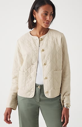 Image for Diamond-Quilted Curved-Hem Jacket