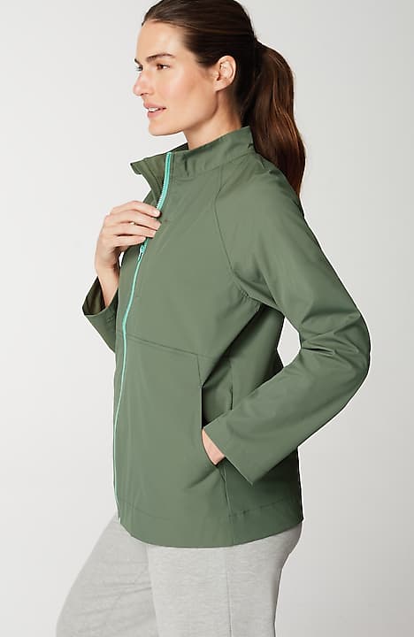 fit contrasting-zipper jacket