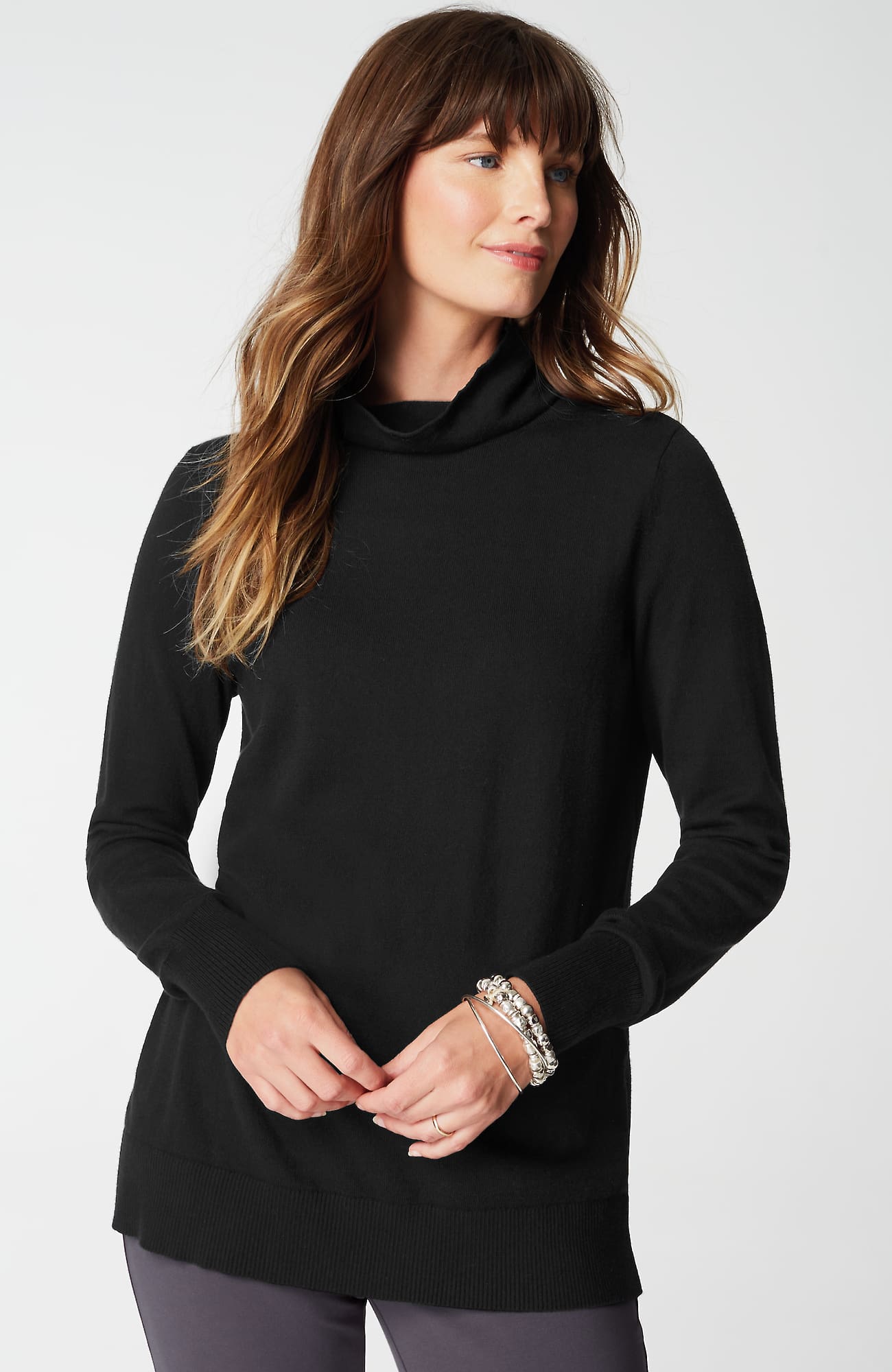 Jjill J.jill Wearever Funnel-neck Sweater In Black