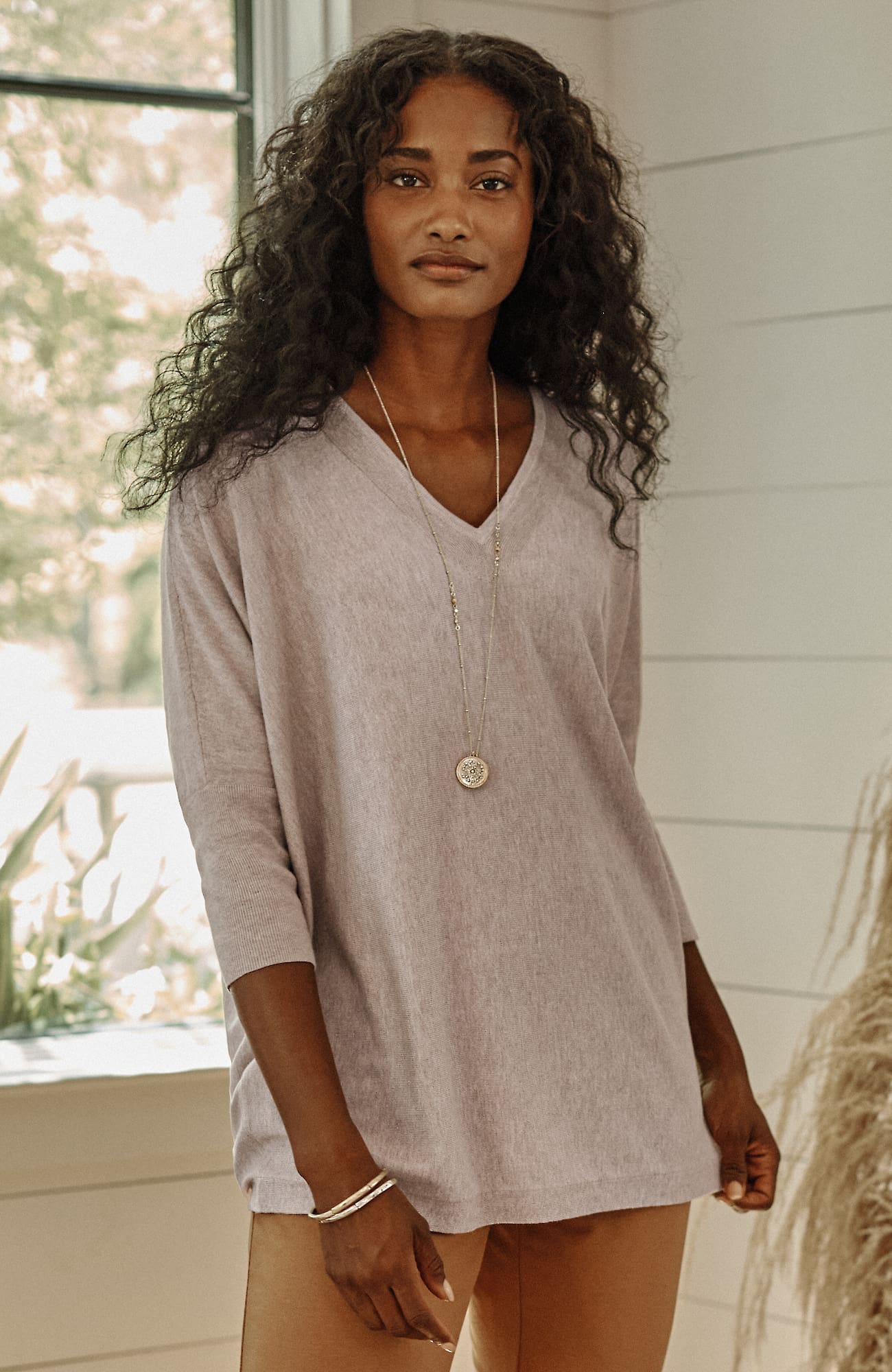 Jjill J.jill Pure Jill Oversized V-neck Sweater In Dark Pumice Heather