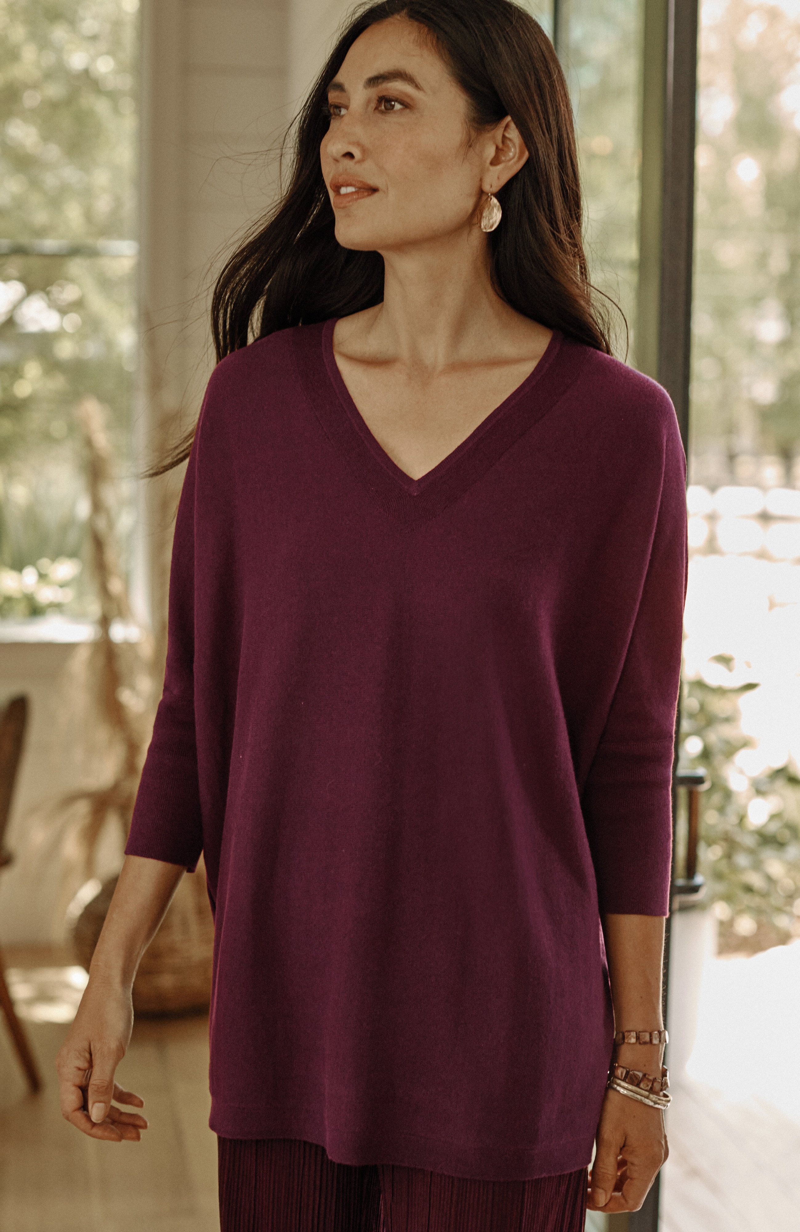 pure jill oversized v-neck sweater