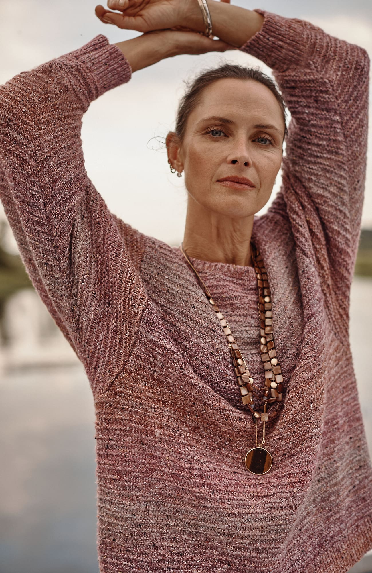 Jjill J.jill Pure Jill Multicolored Knit Sweater In Dried Rose Multi