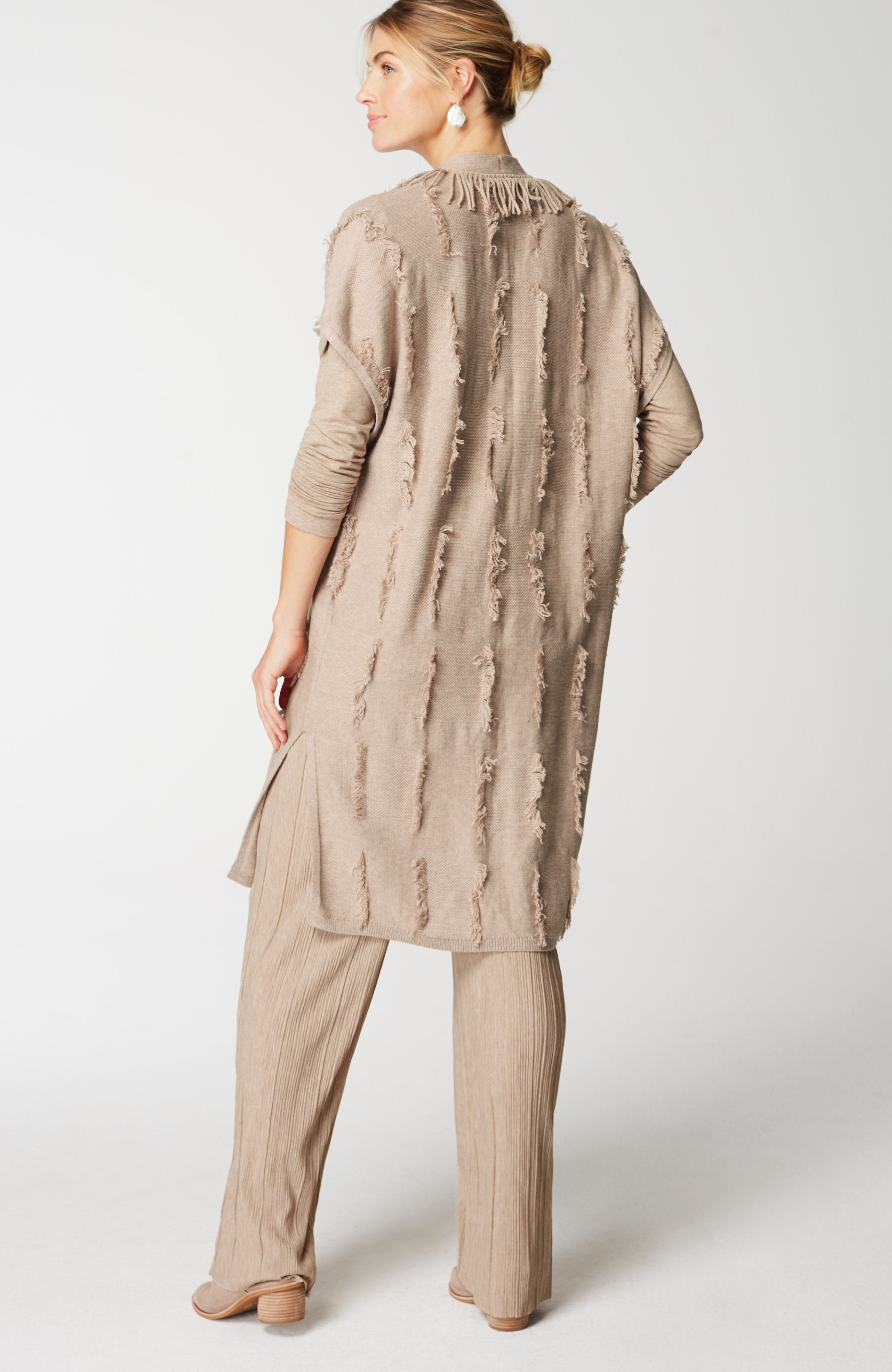 pure jill jacquard fringe gilet