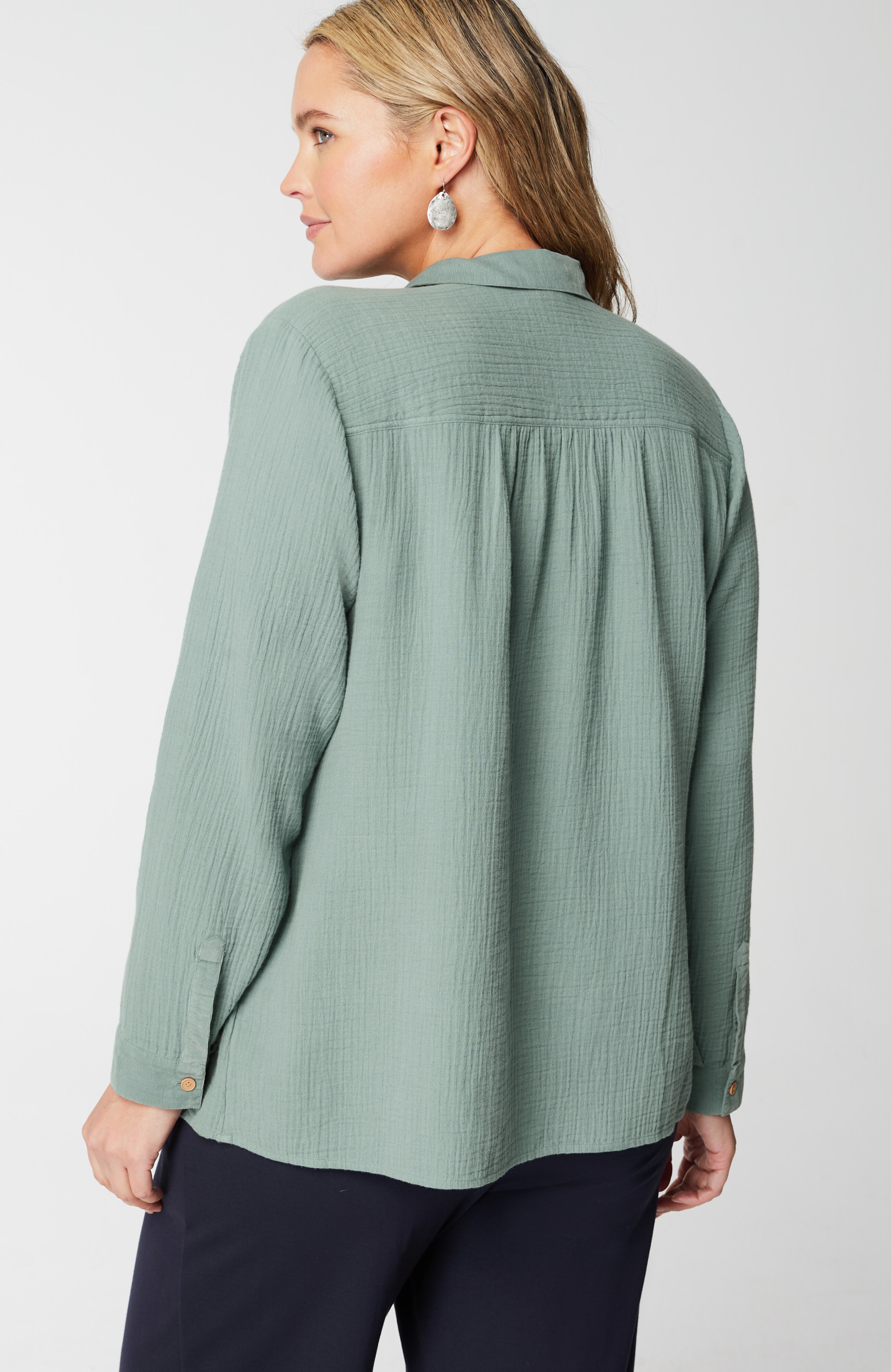 cotton-gauze mixed-media shirt