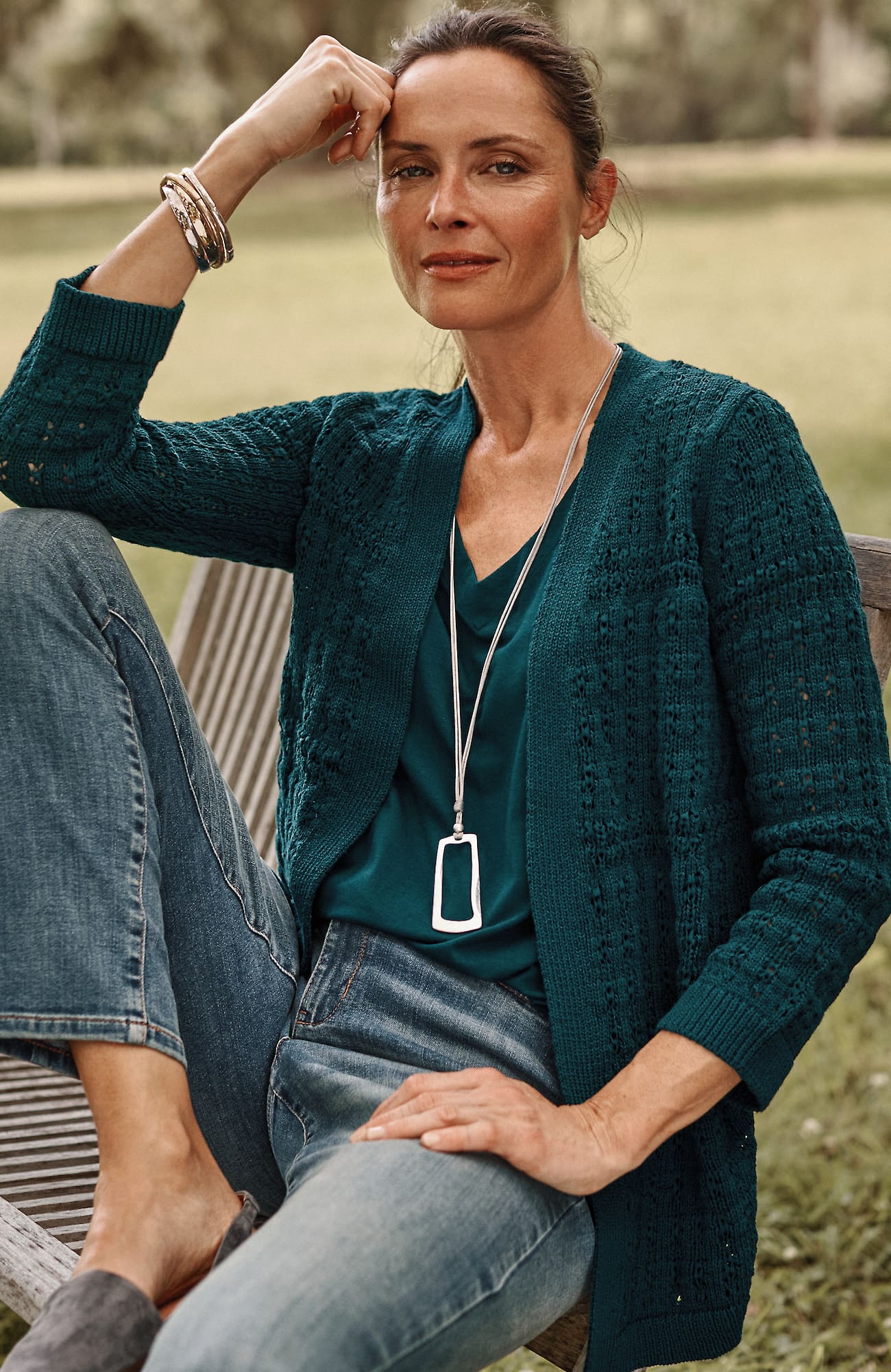 Jjill J.jill Textured-stitch Open-front Cardi In Adriatic