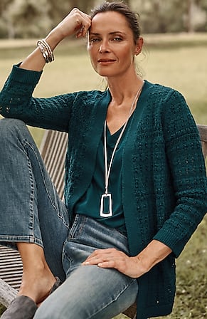 Image for Textured-Stitch Open-Front Cardi
