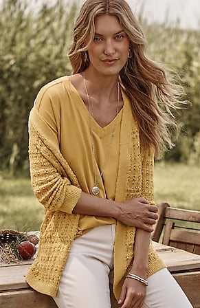 Image for Textured-Stitch Open-Front Cardi