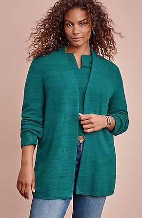 Image for Open-Front Shawl-Collar Cardi