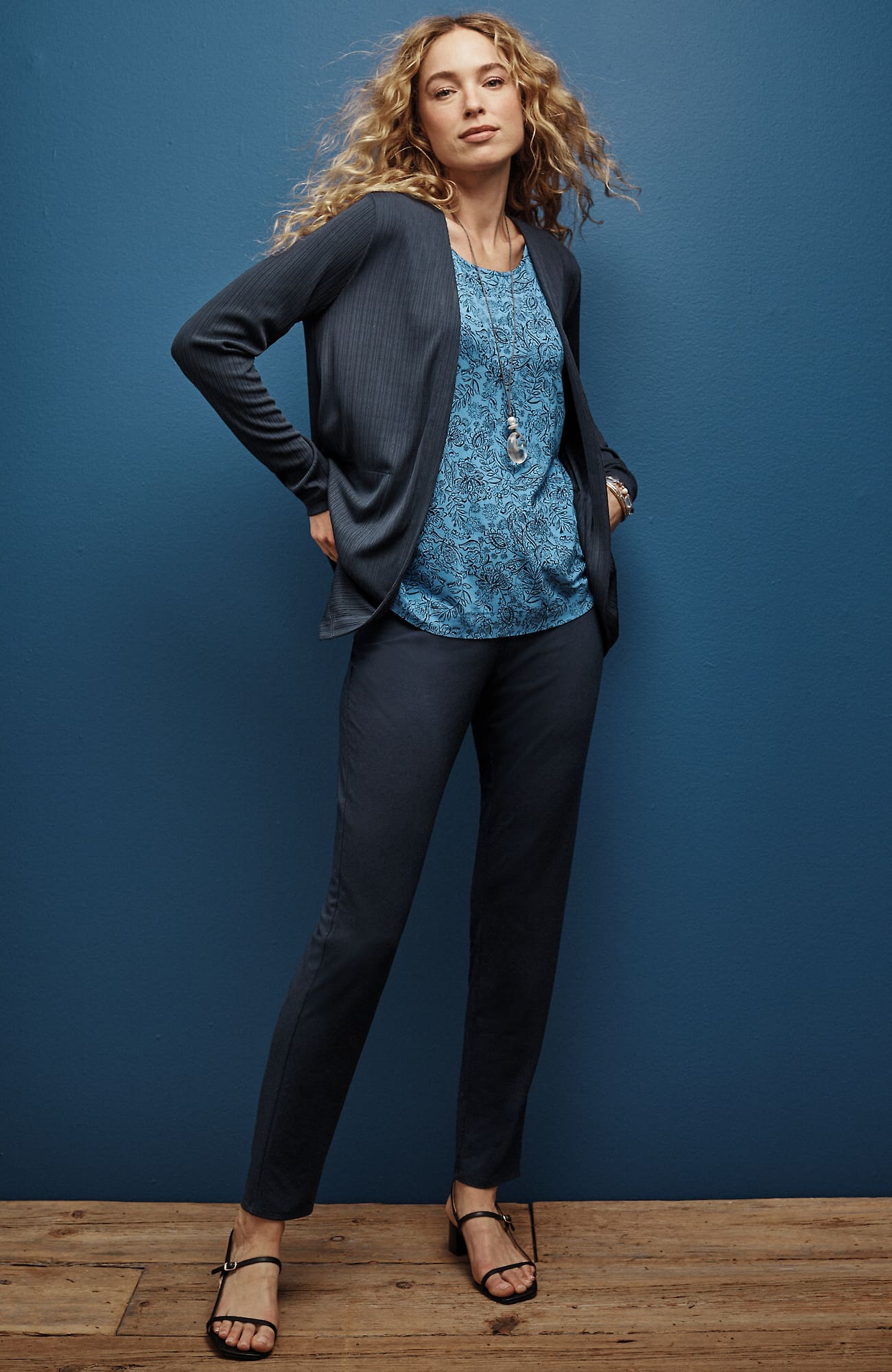 Jjill J.jill Wearever Smooth-fit Classic Slim-leg Pants In Navy Blue
