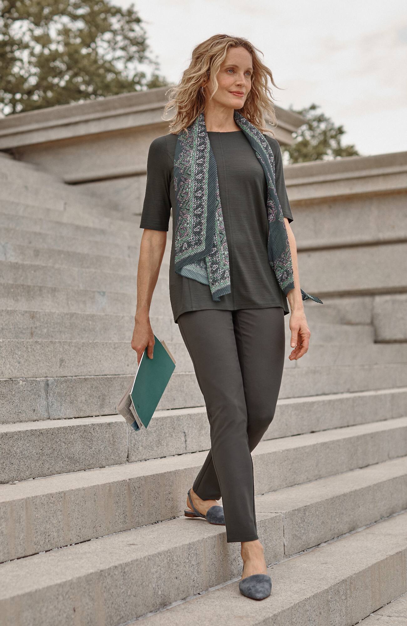 Jjill J.jill Ponte Welt-pockets Slim-leg Pants In Grey Lead