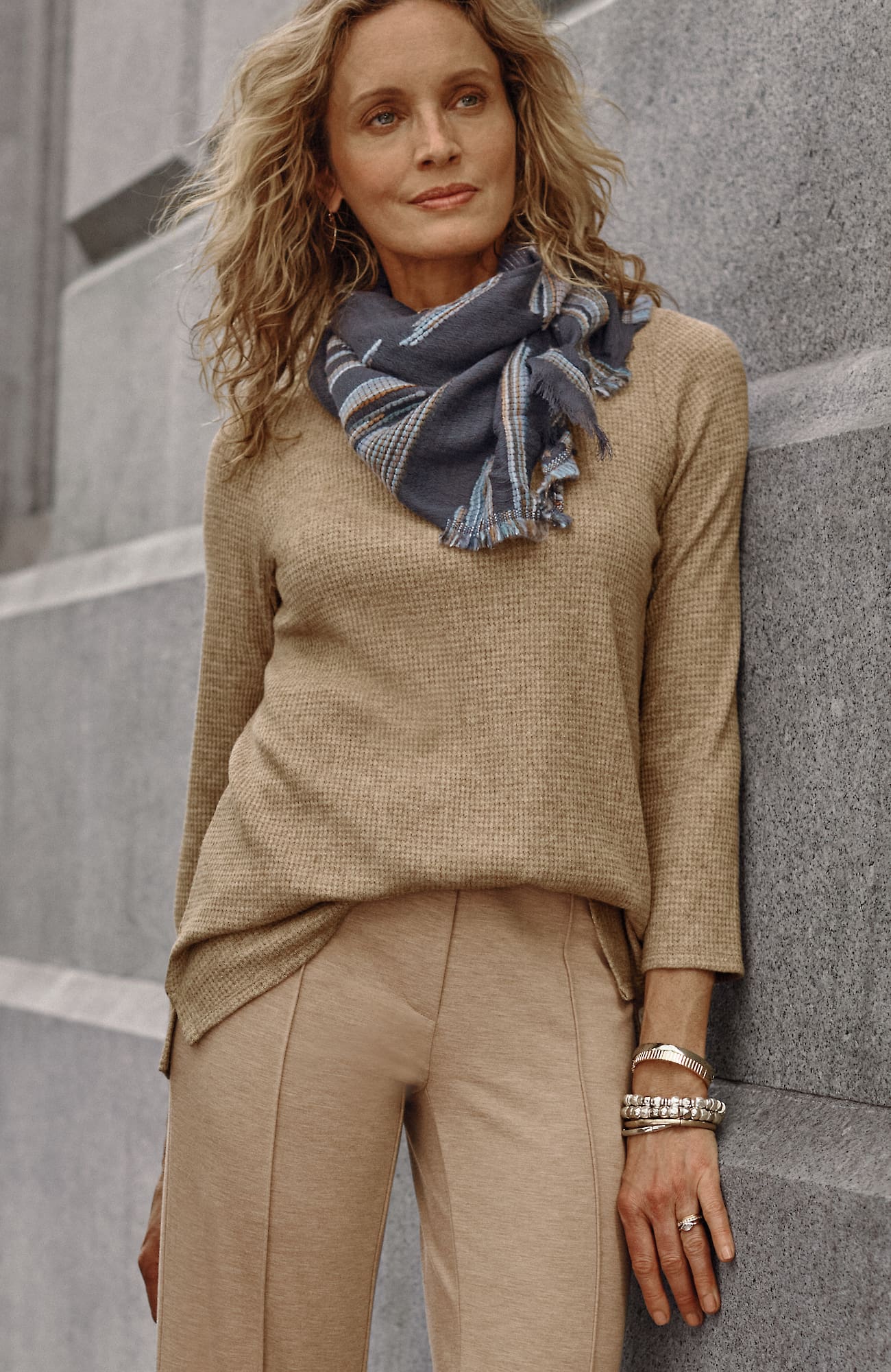 Jjill J.jill Wearever Waffle-textured Boat-neck Top In Camel Multi