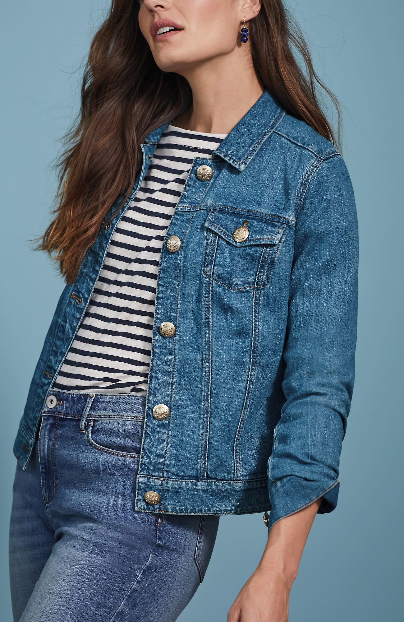 JJILL J.JILL BUTTON-FRONT DENIM JACKET